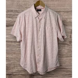 Jachs New York Pink White Flowers Linen Blend Button Down Shirt Men's Large